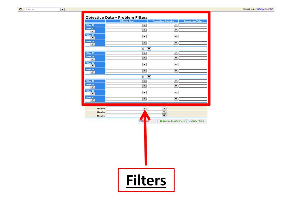 Advanced filtering for the MySolver™ database