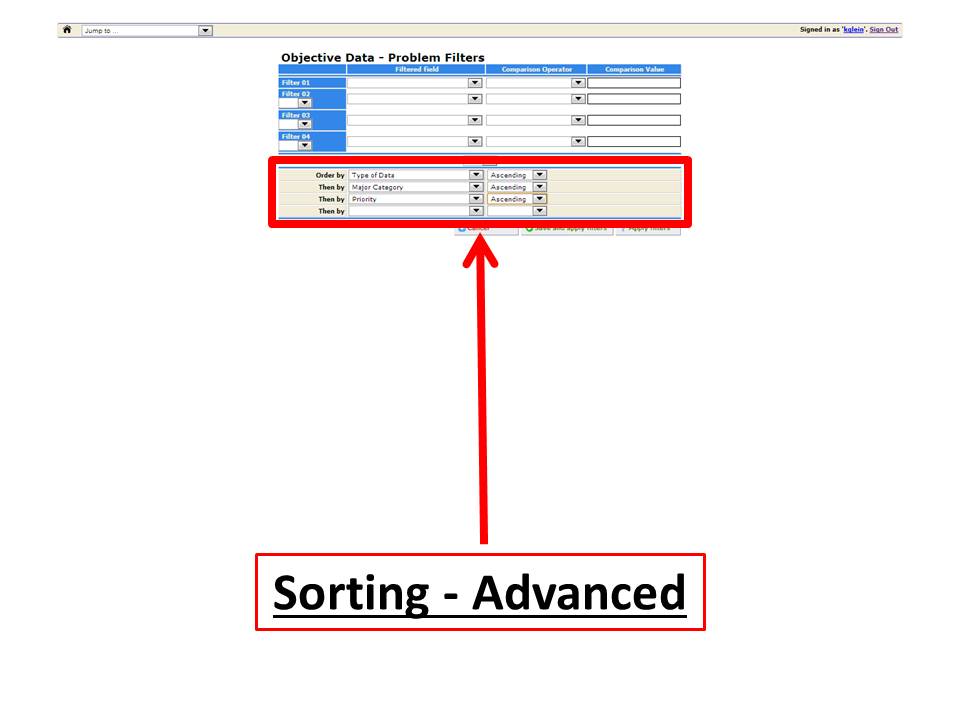 Advanced sorting for the MySolver™ database