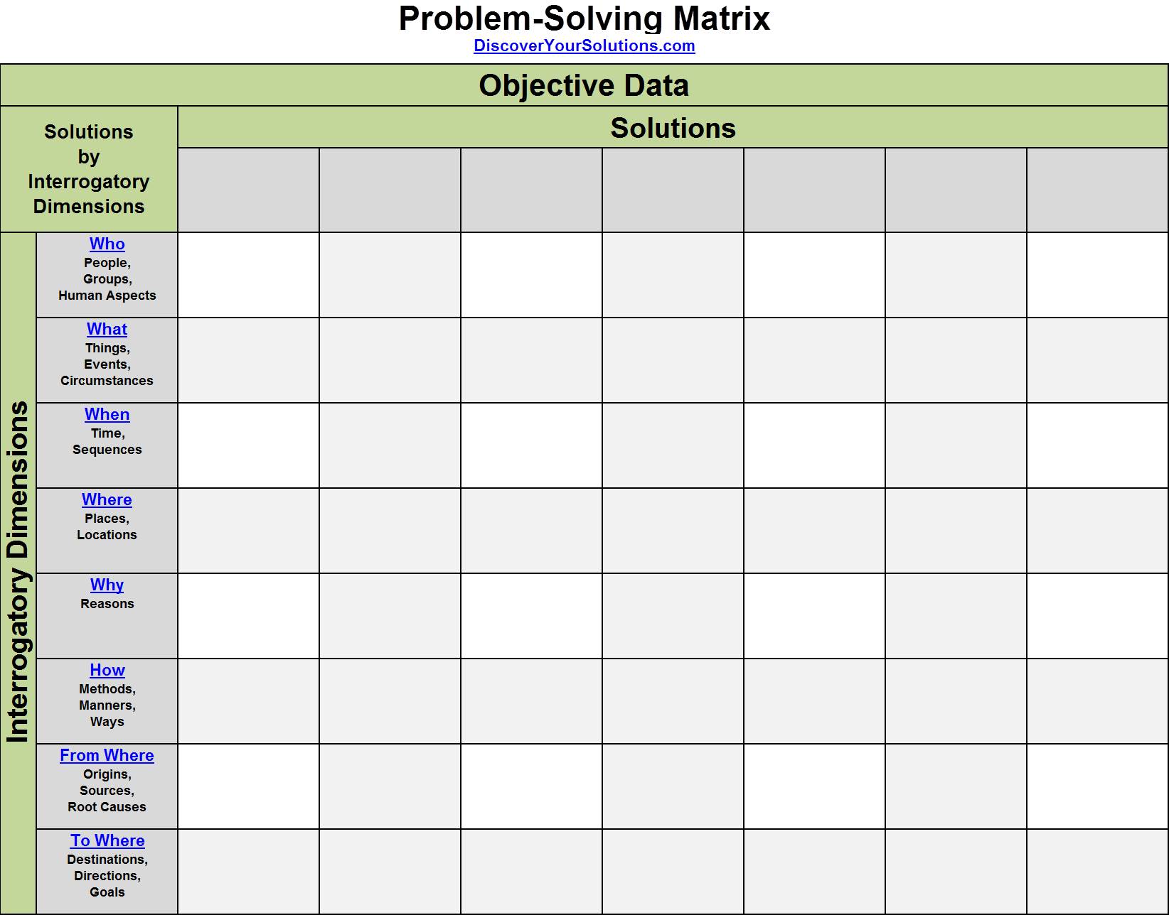 Problem-Solving Matrix for Objective Data